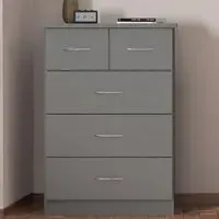 Nevada 5 Drawer Chest with 3D Effect - Grey