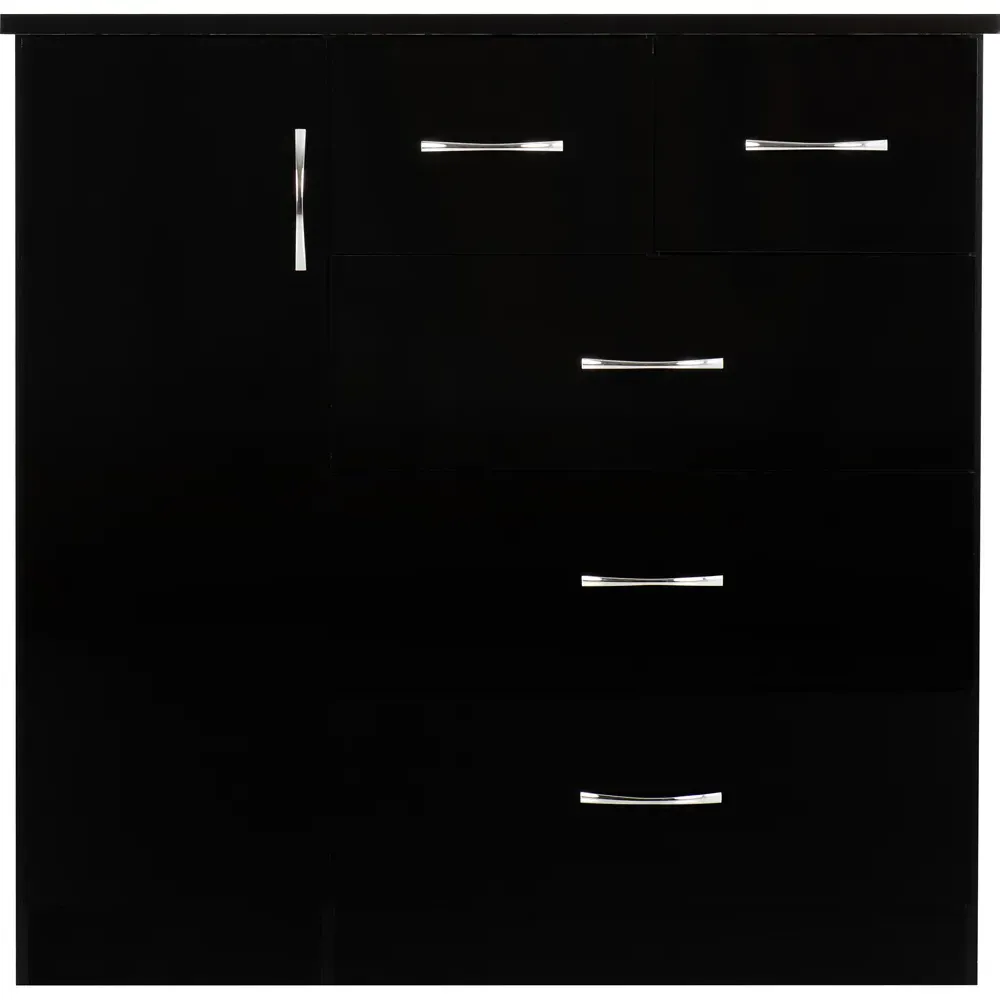 Nevada 5 Drawer Low Wardrobe - Black
