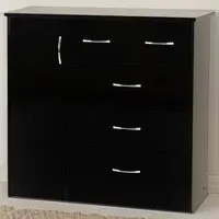 Nevada 5 Drawer Low Wardrobe - Black