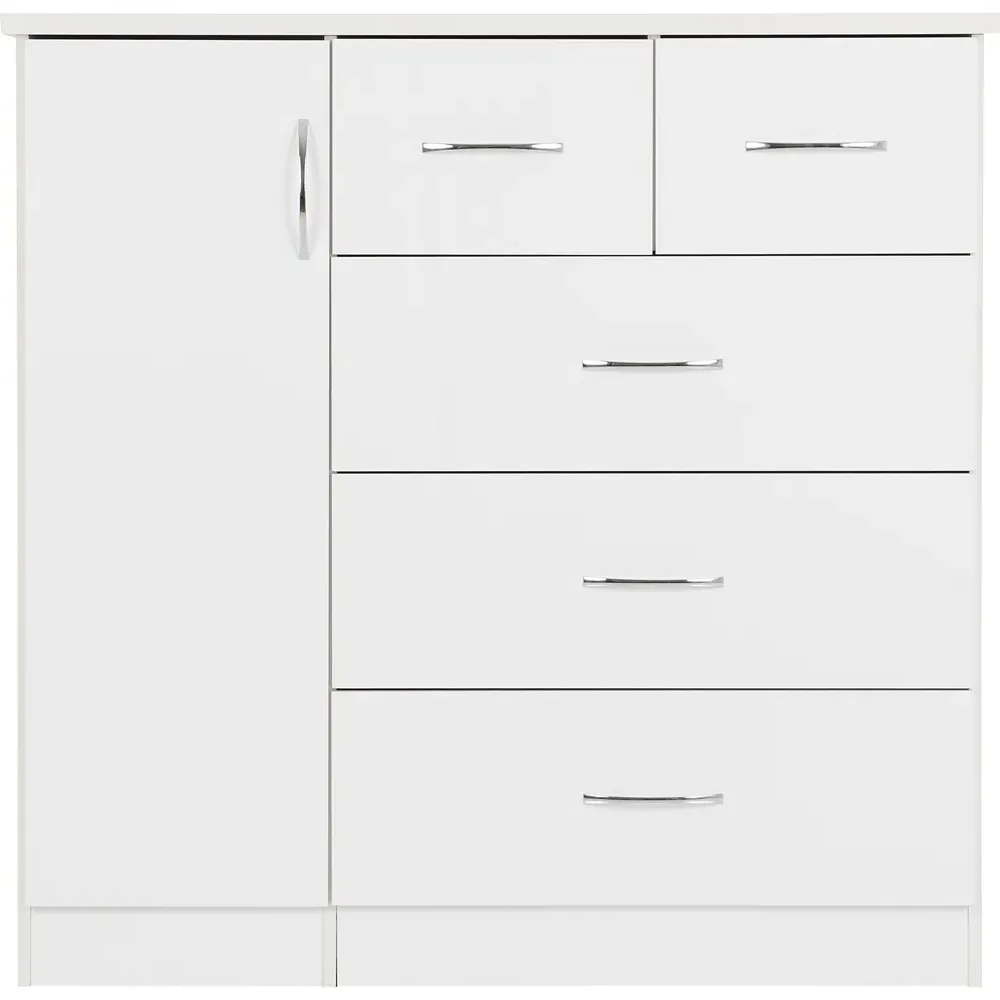 Nevada 5 Drawer Low Wardrobe - White
