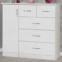 Nevada 5 Drawer Low Wardrobe - White
