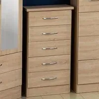 Nevada 5 Drawer Narrow Chest of Drawers - Brown, Sonoma Oak