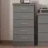 Nevada 5 Drawer Narrow Chest with 3D Effect - Grey