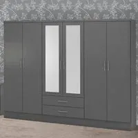 Nevada 6 Door 2 Drawer Wardrobe - Grey