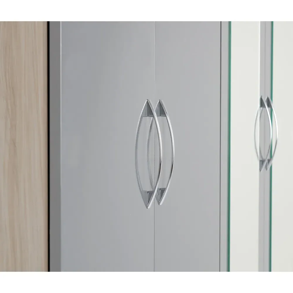 Nevada 6 Door 2 Drawer Wardrobe - Grey, Light Oak