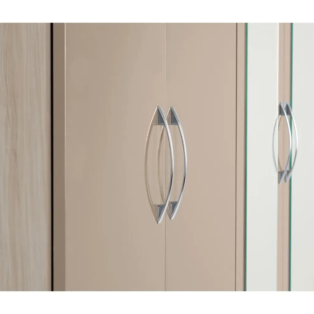 Nevada 6 Door 2 Drawer Wardrobe - Oyster, Light Oak