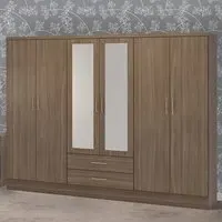 Nevada 6 Door 2 Drawer Wardrobe - Rustic Oak