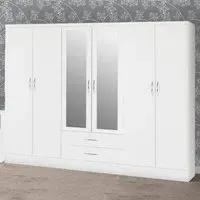 Nevada 6 Door 2 Drawer Wardrobe - White