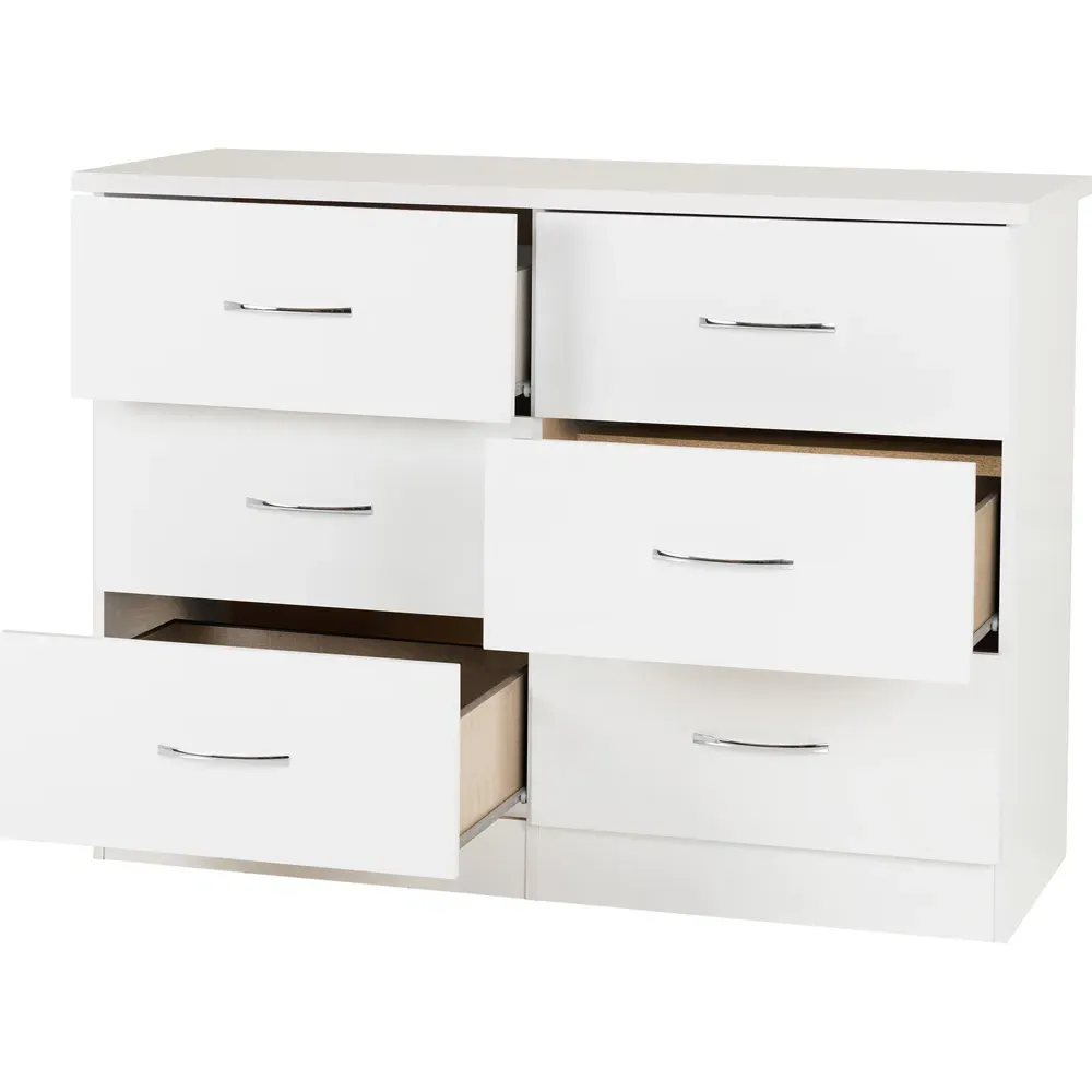 Nevada 6 Drawer Chest of Drawers - White