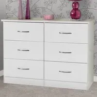 Nevada 6 Drawer Chest of Drawers - White