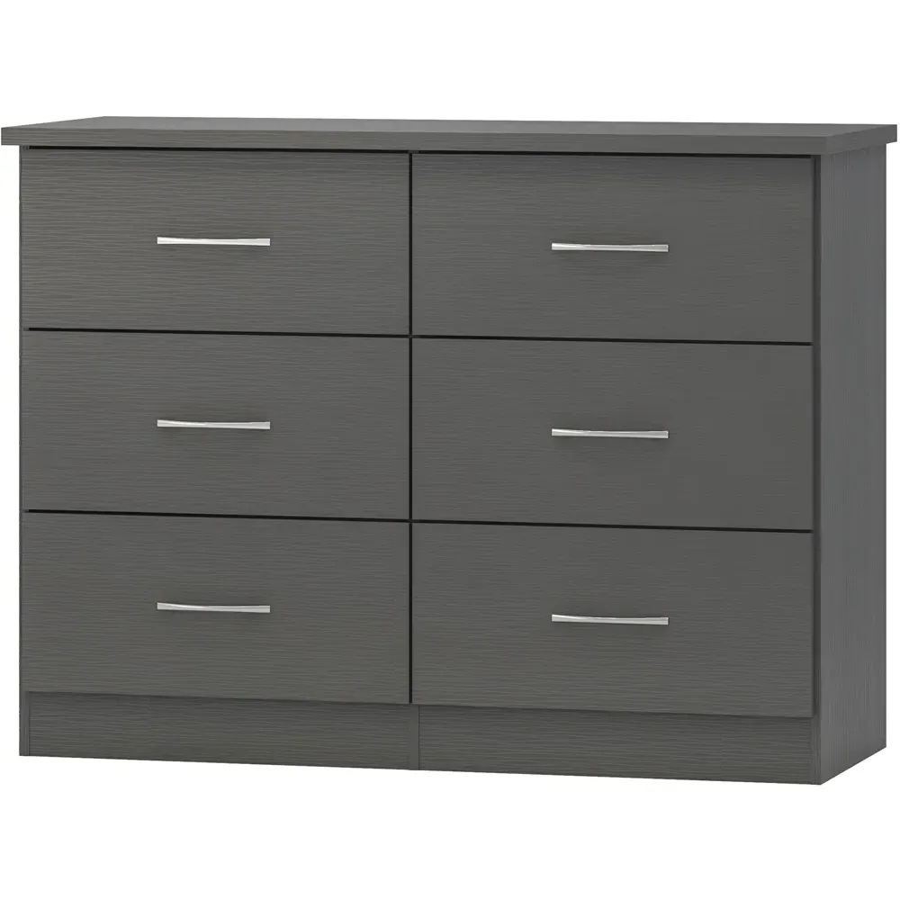 Nevada 6 Drawer Chest with 3D Effect - Grey