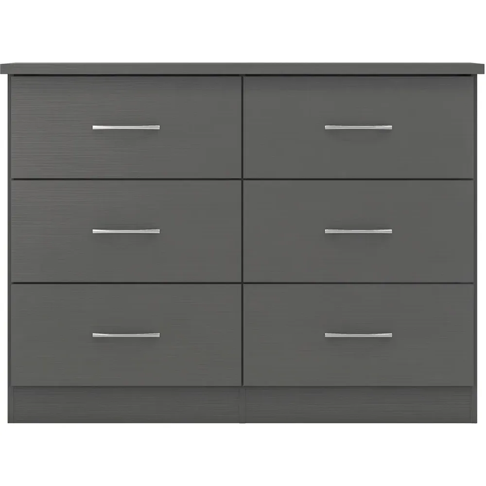 Nevada 6 Drawer Chest with 3D Effect - Grey