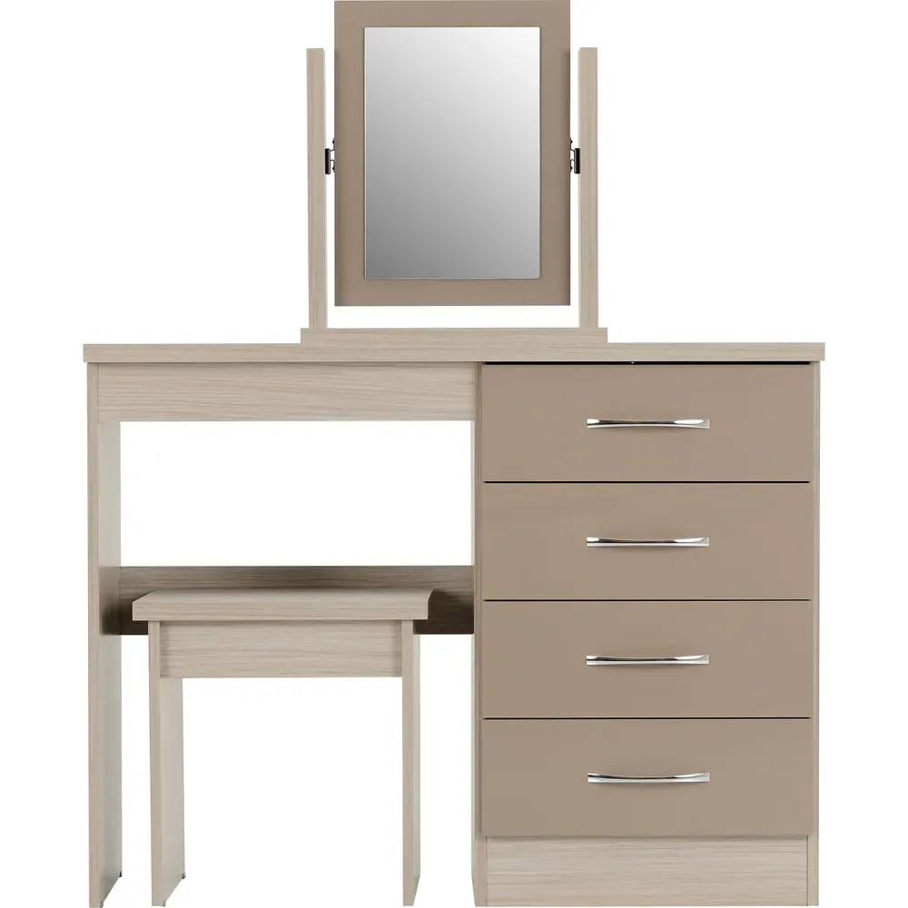 Nevada Dressing Table Set with Mirror - Brown, Oak Veneer