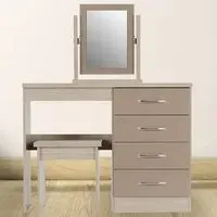 Nevada Dressing Table Set with Mirror - Brown, Oak Veneer