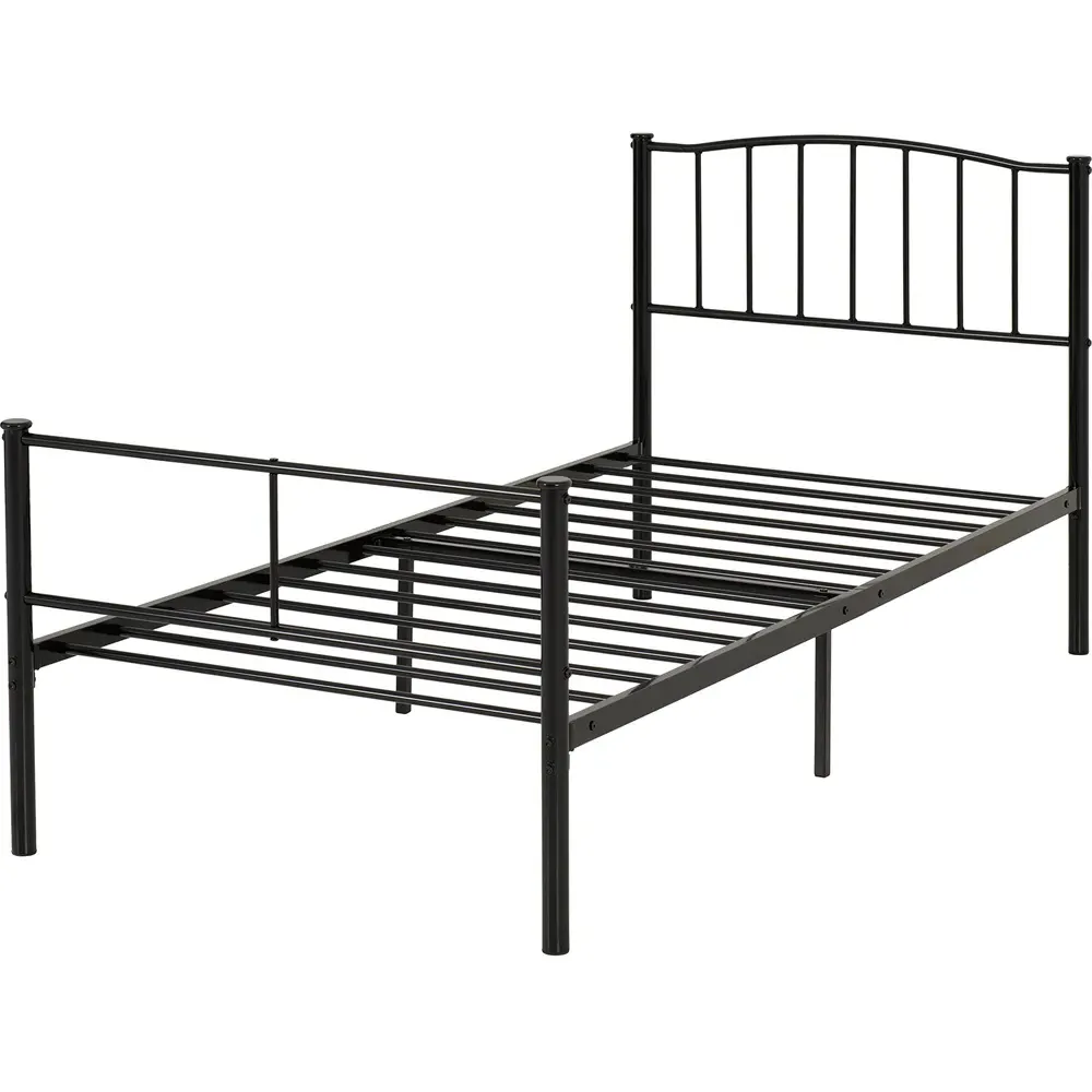 Newton Single Bed Frame - Black, Metal