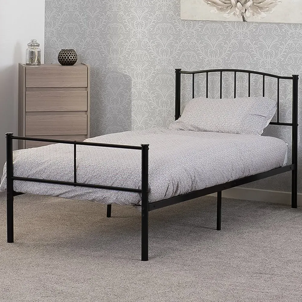 Newton Single Bed Frame - Black, Metal image