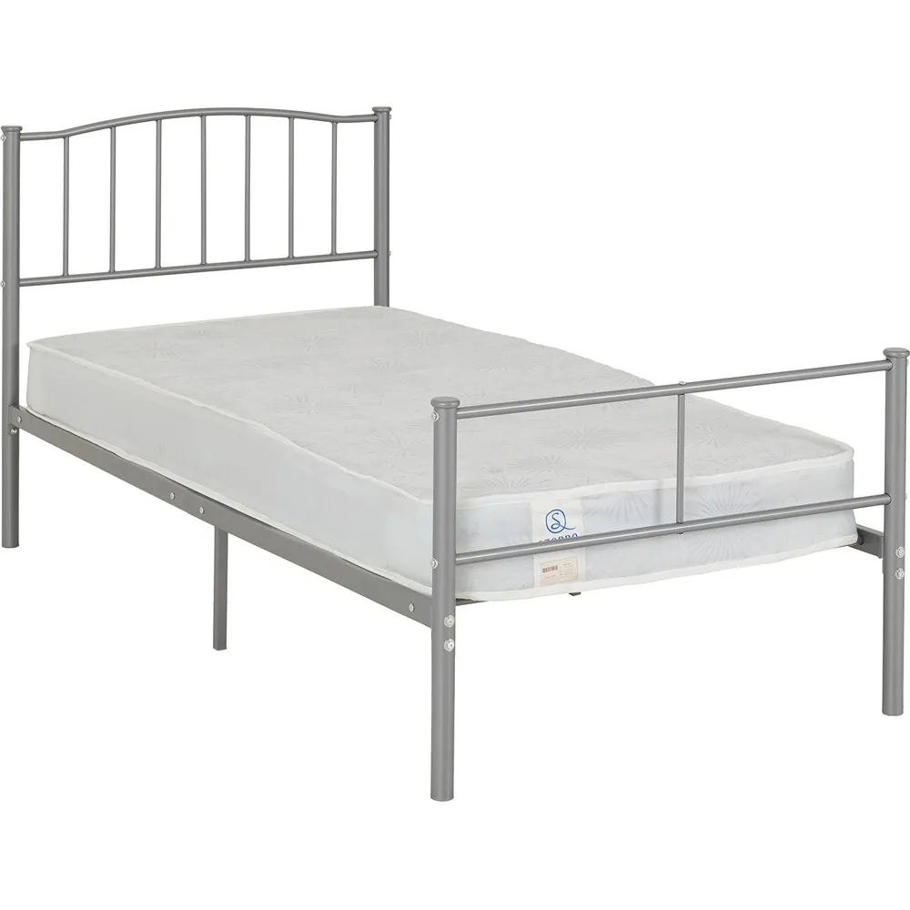 Newton Single Bed Frame - Silver, Metal