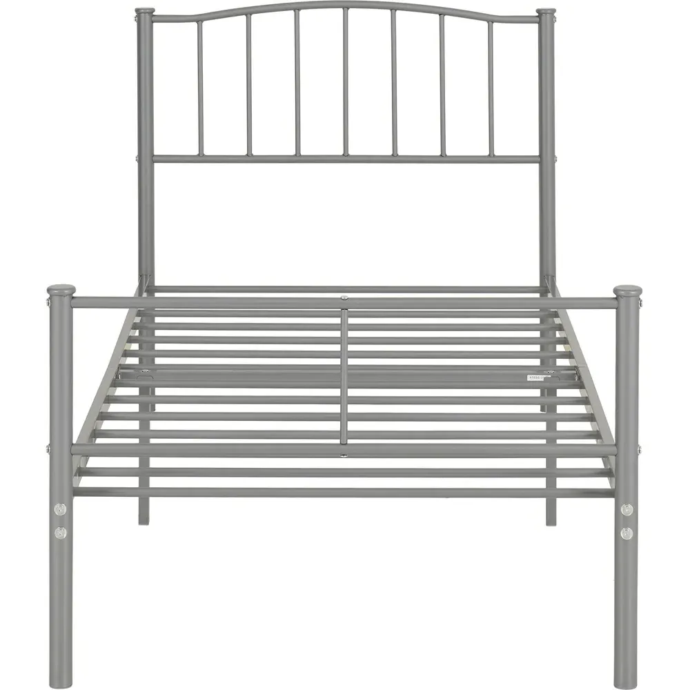Newton Single Bed Frame - Silver, Metal