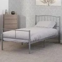Newton Single Bed Frame - Silver, Metal