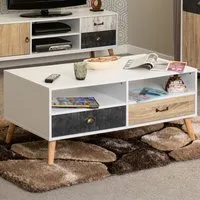 Nordic 2 Drawer 2 Shelf Coffee Table - White