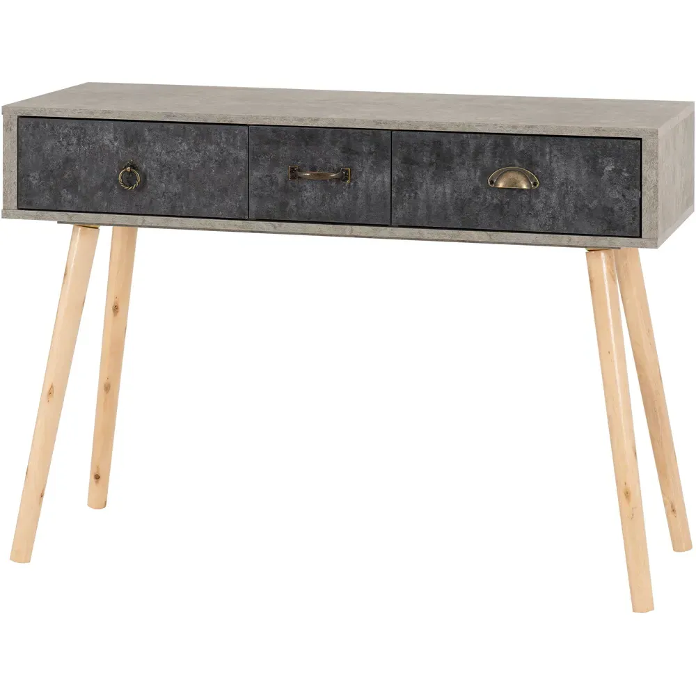 Nordic 3 Drawer Console Table - Grey, Concrete