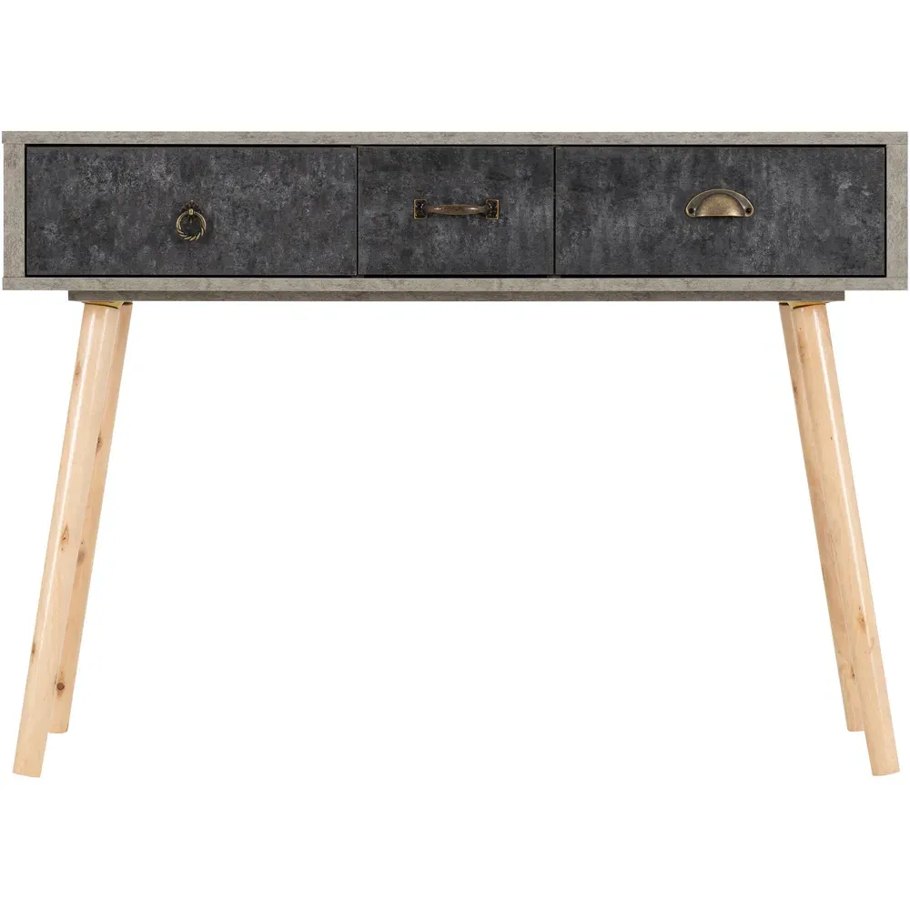 Nordic 3 Drawer Console Table - Grey, Concrete