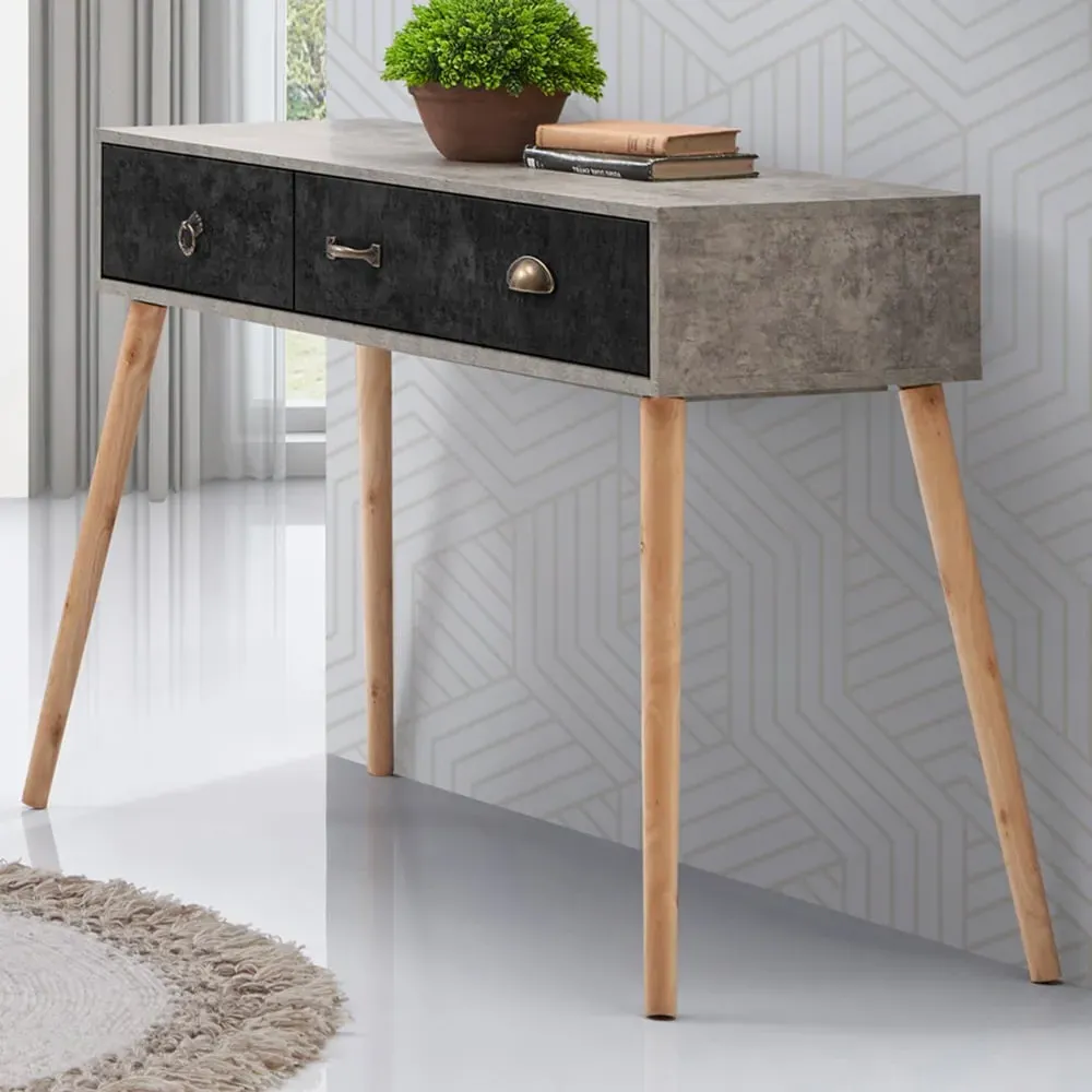 Nordic 3 Drawer Console Table - Grey, Concrete image