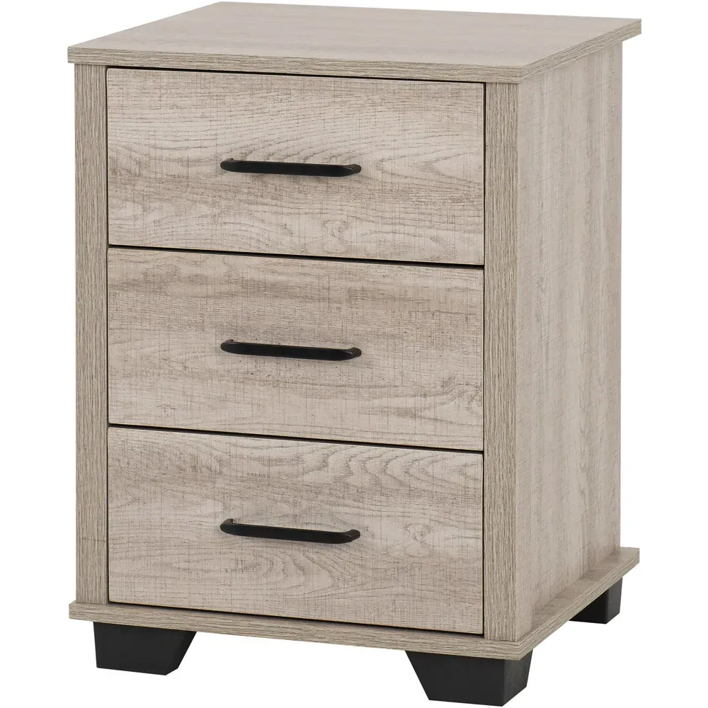 Oliver 3 Drawer Bedside Table - Light Oak