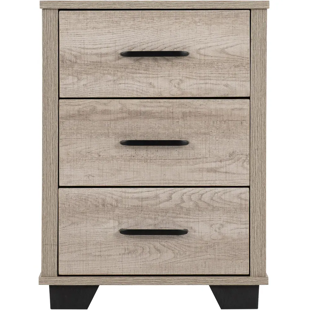 Oliver 3 Drawer Bedside Table - Light Oak