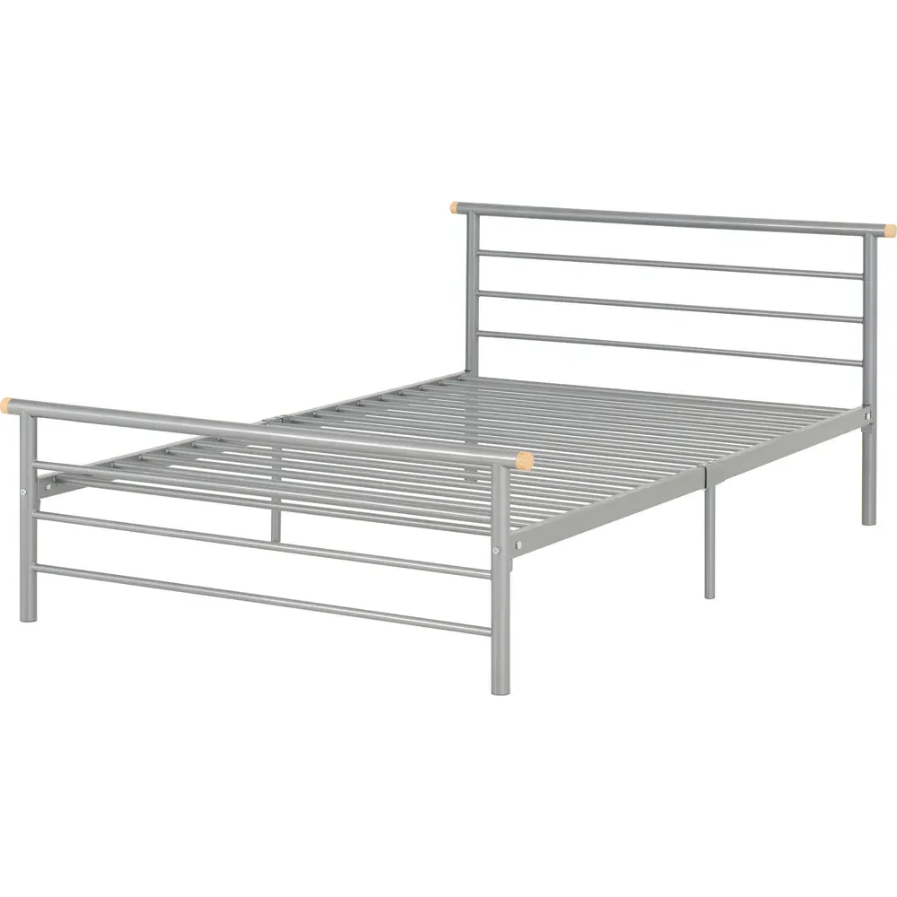 Orion Double Bed Frame - Silver, Metal