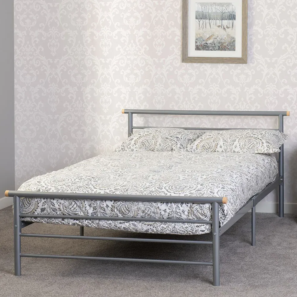 Orion Double Bed Frame - Silver, Metal