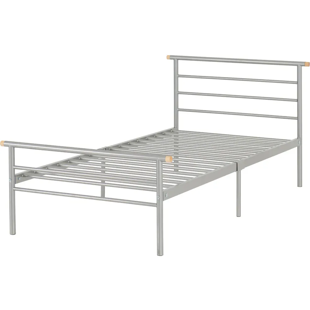 Orion Single Bed Frame - Silver, Metal
