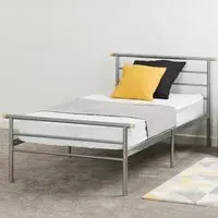 Orion Single Bed Frame - Silver, Metal