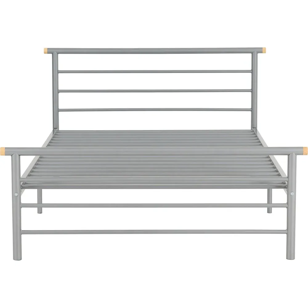 Orion Small Double Bed Frame - Silver, Metal