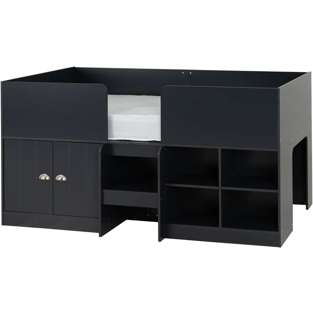 Orlando Single Low Sleeper Bed with Storage - Dark Grey