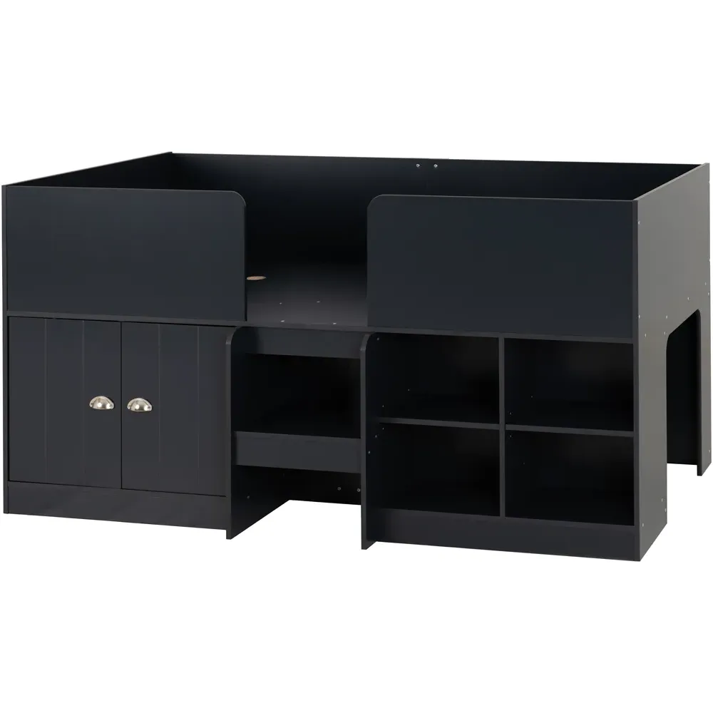 Orlando Single Low Sleeper Bed with Storage - Dark Grey