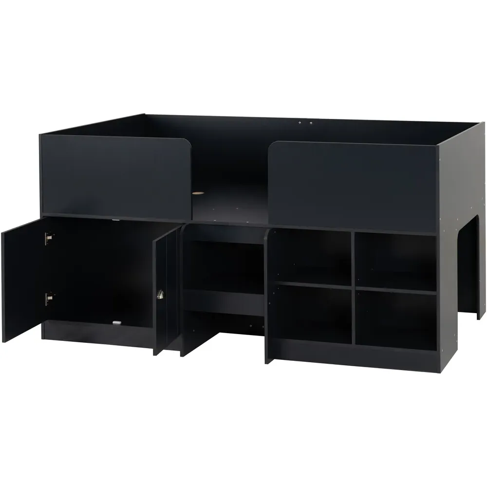 Orlando Single Low Sleeper Bed with Storage - Dark Grey