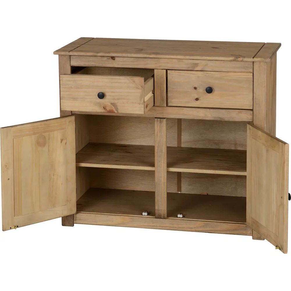 Panama 2 Door 2 Drawer Sideboard - Natural Wax, Pine