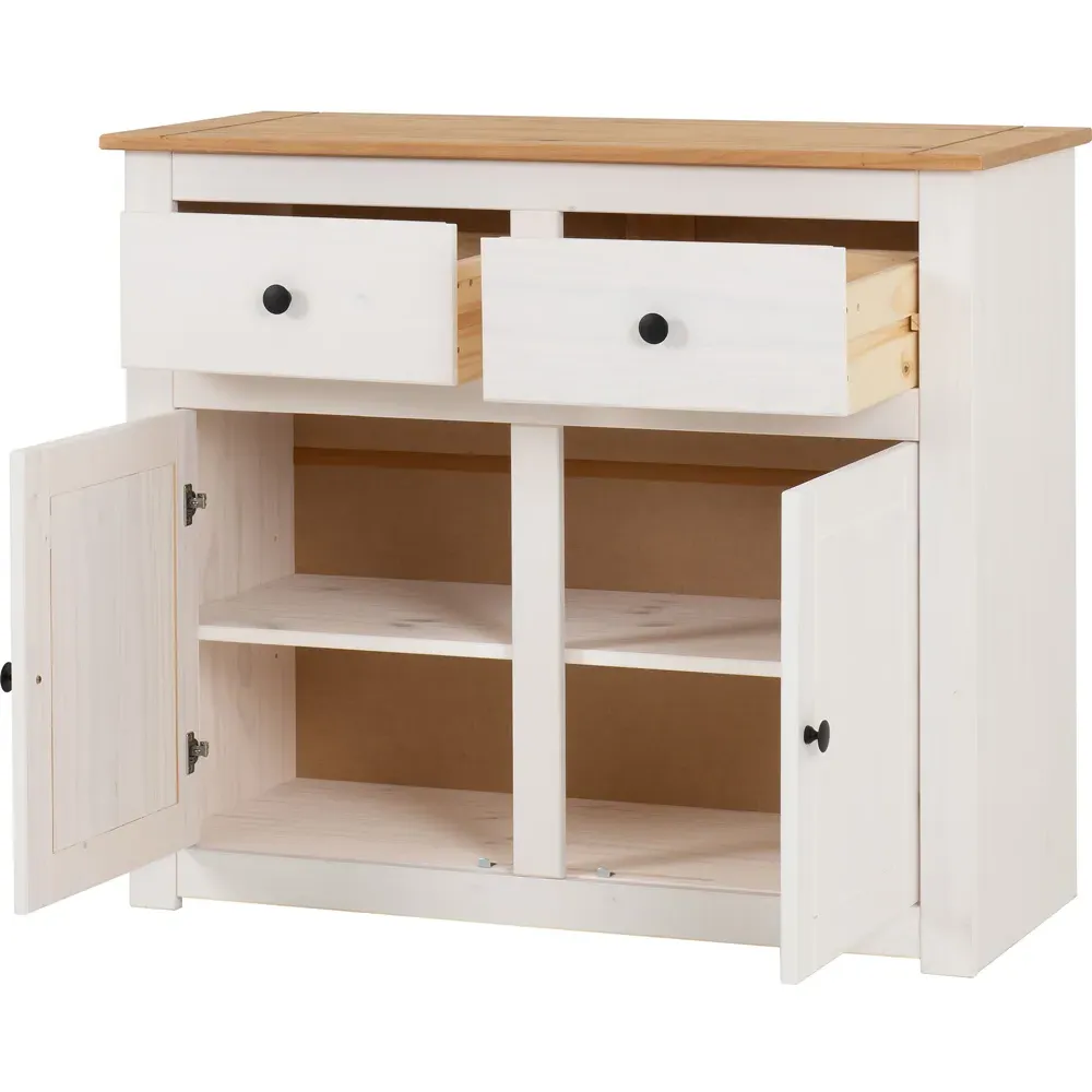 Panama 2 Door 2 Drawer Sideboard - White, Pine