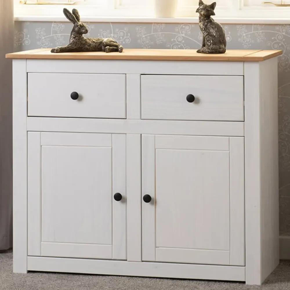Panama 2 Door 2 Drawer Sideboard - White, Pine