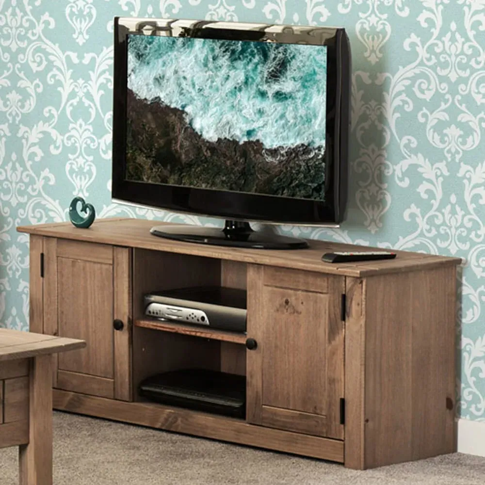 Panama 2 Door TV Unit - Brown, Pine image