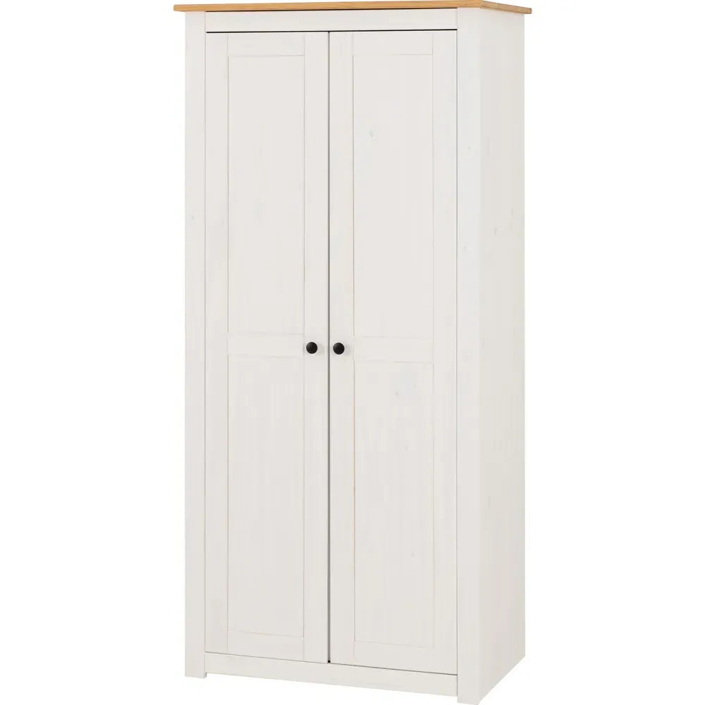 Panama 2 Door Wardrobe - White, Pine