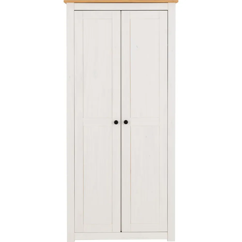 Panama 2 Door Wardrobe - White, Pine