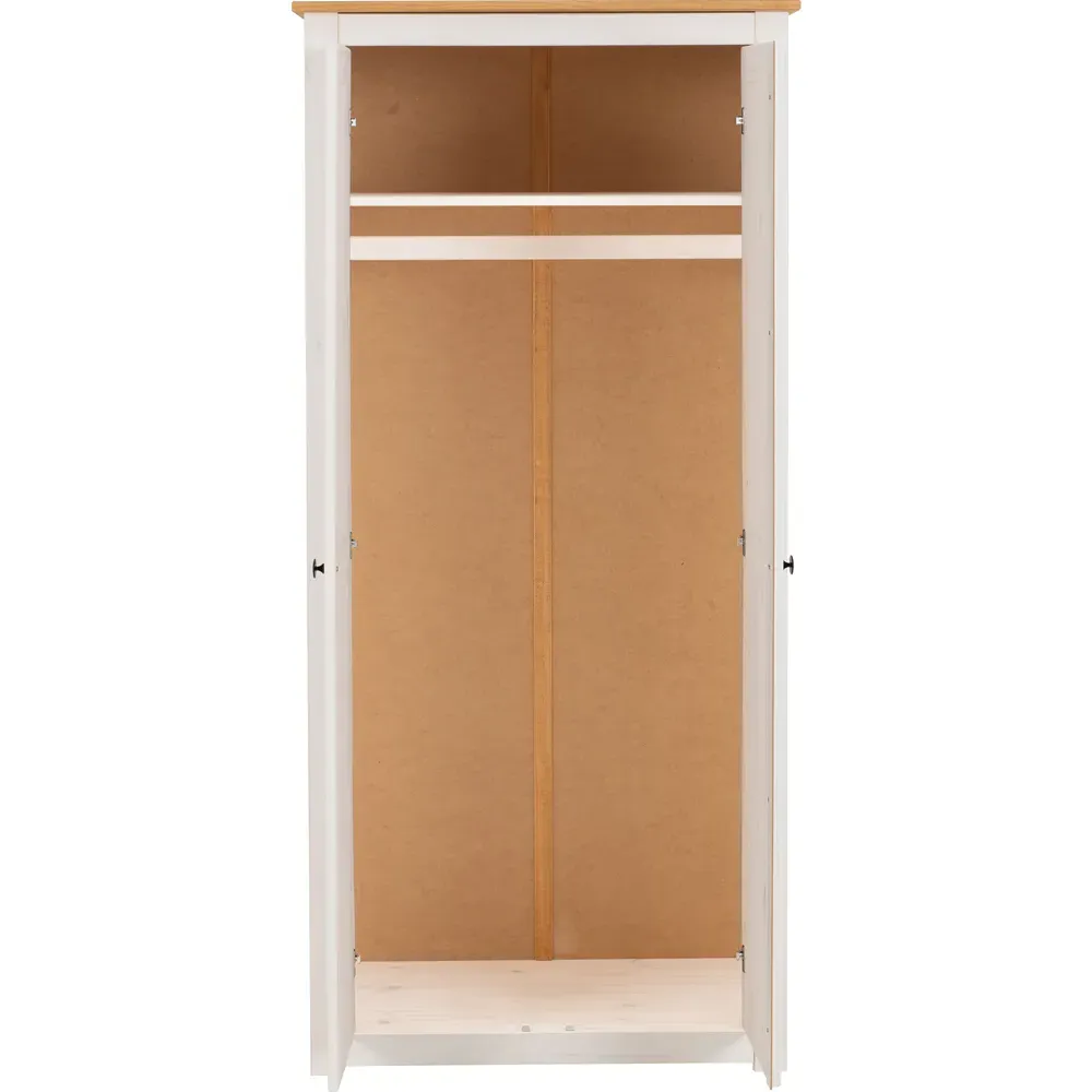 Panama 2 Door Wardrobe - White, Pine