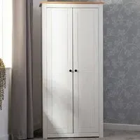 Panama 2 Door Wardrobe - White, Pine