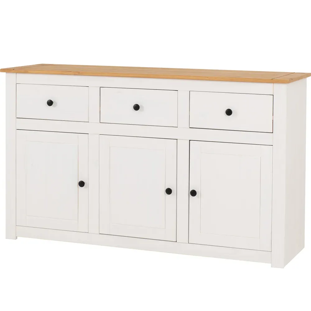 Panama 3 Door 3 Drawer Sideboard - White, Pine