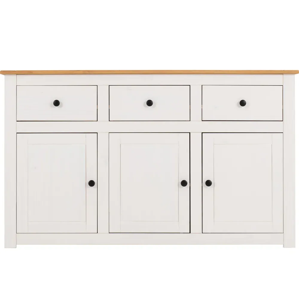 Panama 3 Door 3 Drawer Sideboard - White, Pine