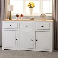 Panama 3 Door 3 Drawer Sideboard - White, Pine