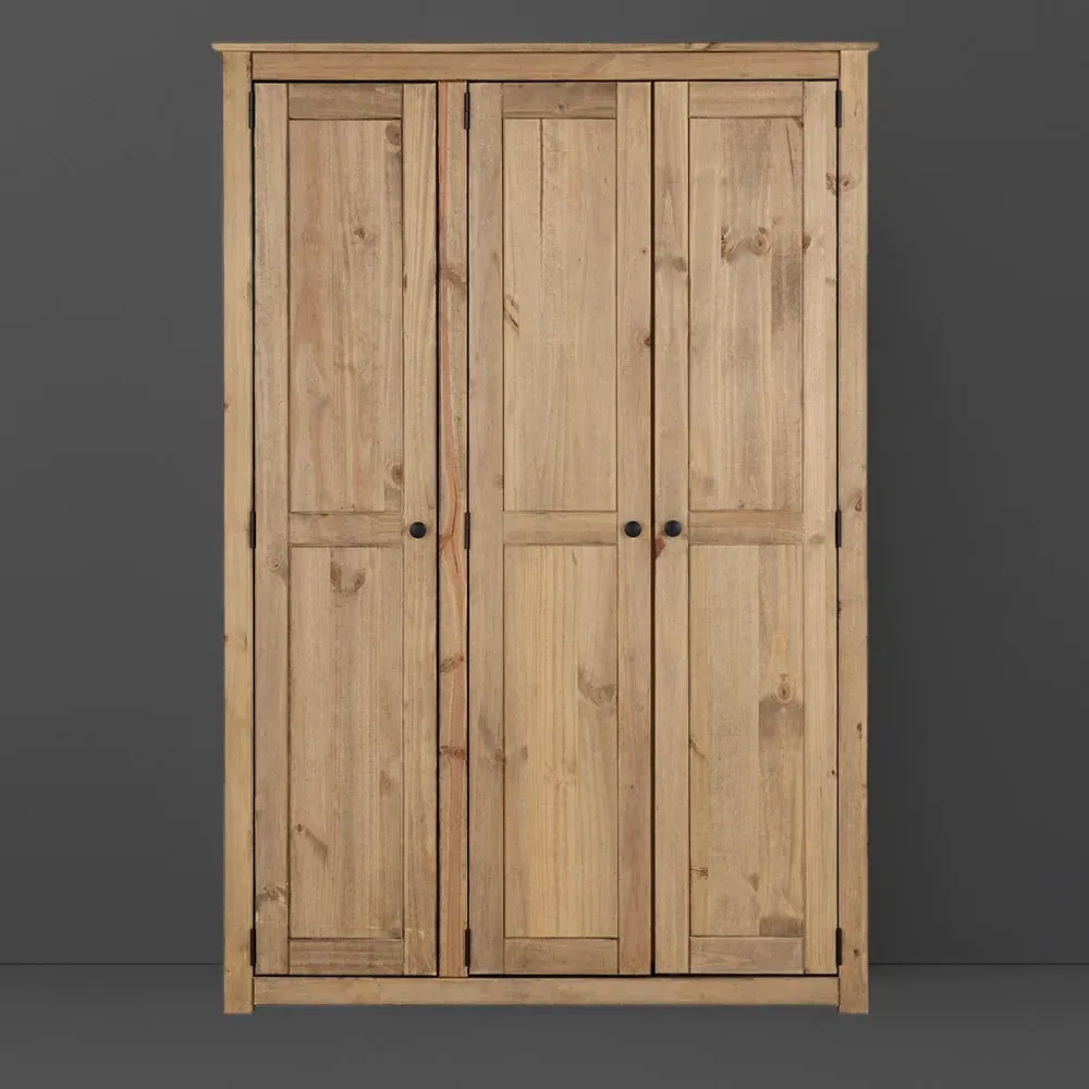 Panama 3 Door Wardrobe - Brown, Pine image