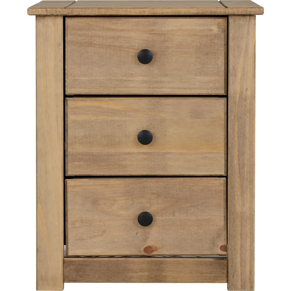 Panama 3 Drawer Bedside Table - Brown, Pine